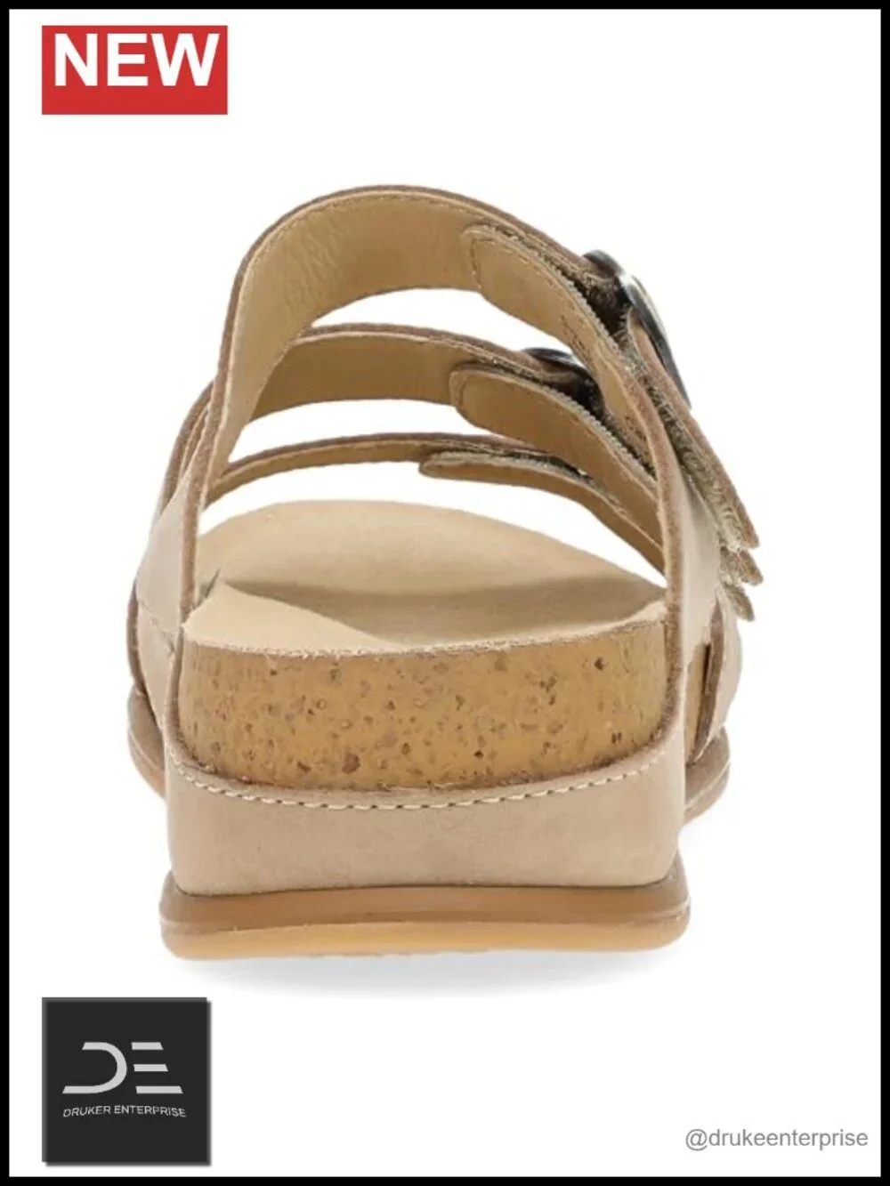 Leather Slide Sandals with Hook & Loop Closure Women's Wedge